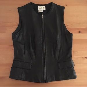 INC Genuine Leather black vest